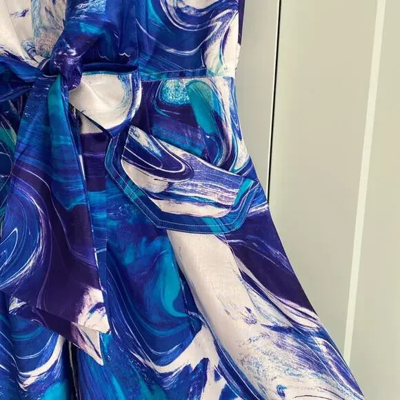 Samuel Dong Blue Purple Swirl Bubble Dress sz XS - Picture 5 of 7